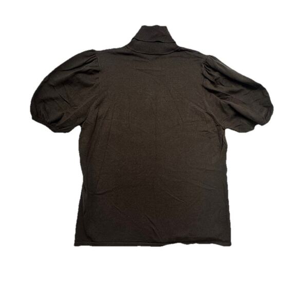 August Silk Womens Large Turtleneck Short Sleeve Top Lightweight Silk Brown - Picture 7 of 7